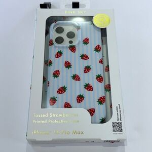 Pink Sky iPhone 16 Pro Max Tossed Strawberries MagSafe Protective Case 321B1